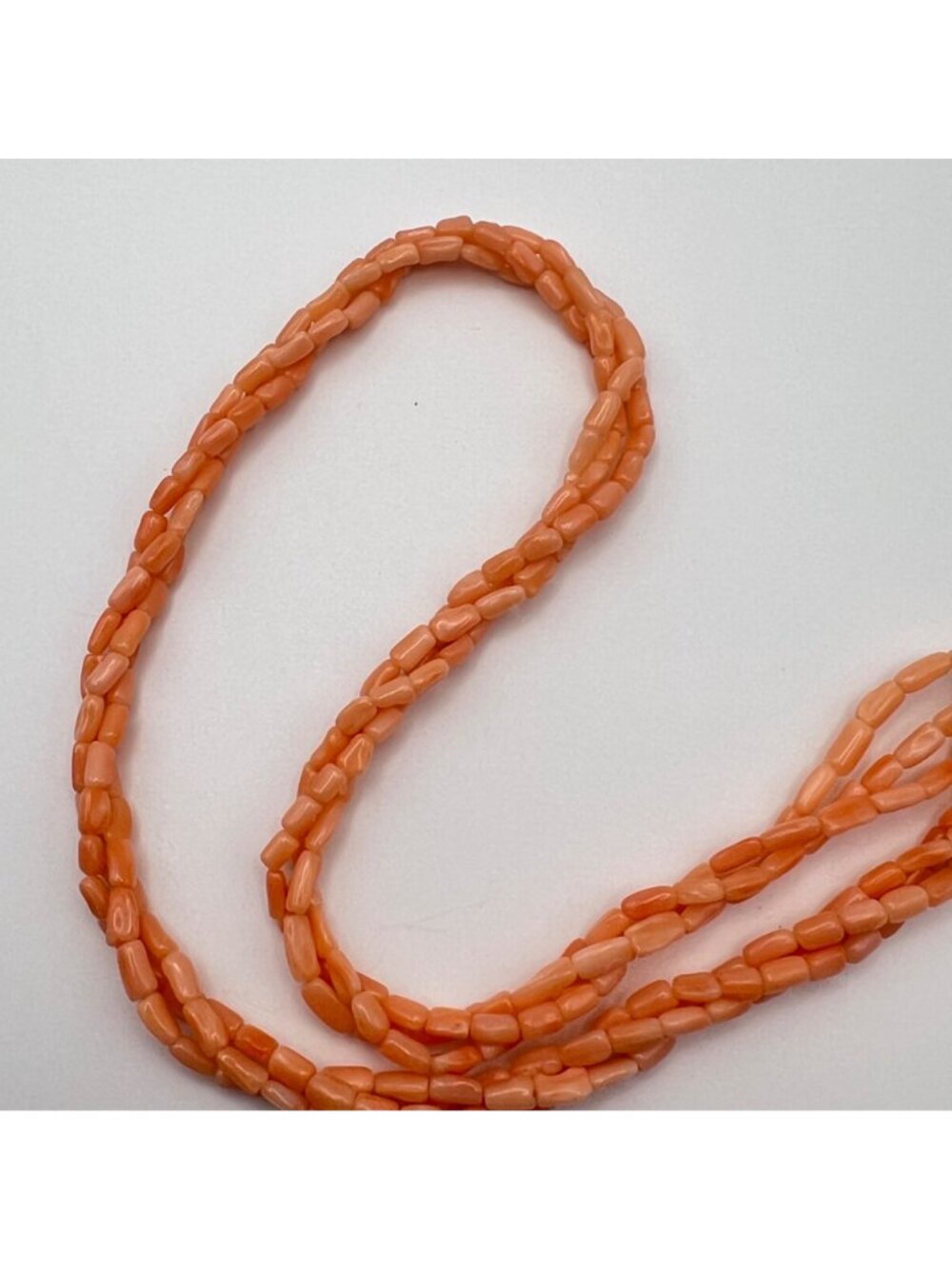 Vintage Salmon Peach Coral 3 Strand Necklace Cluster Earrings Jewelry Set - Picture 5 of 10